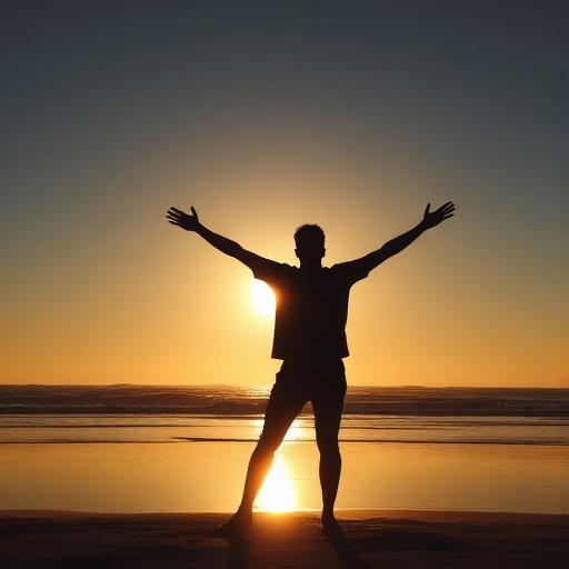 Person at sunrise in peace